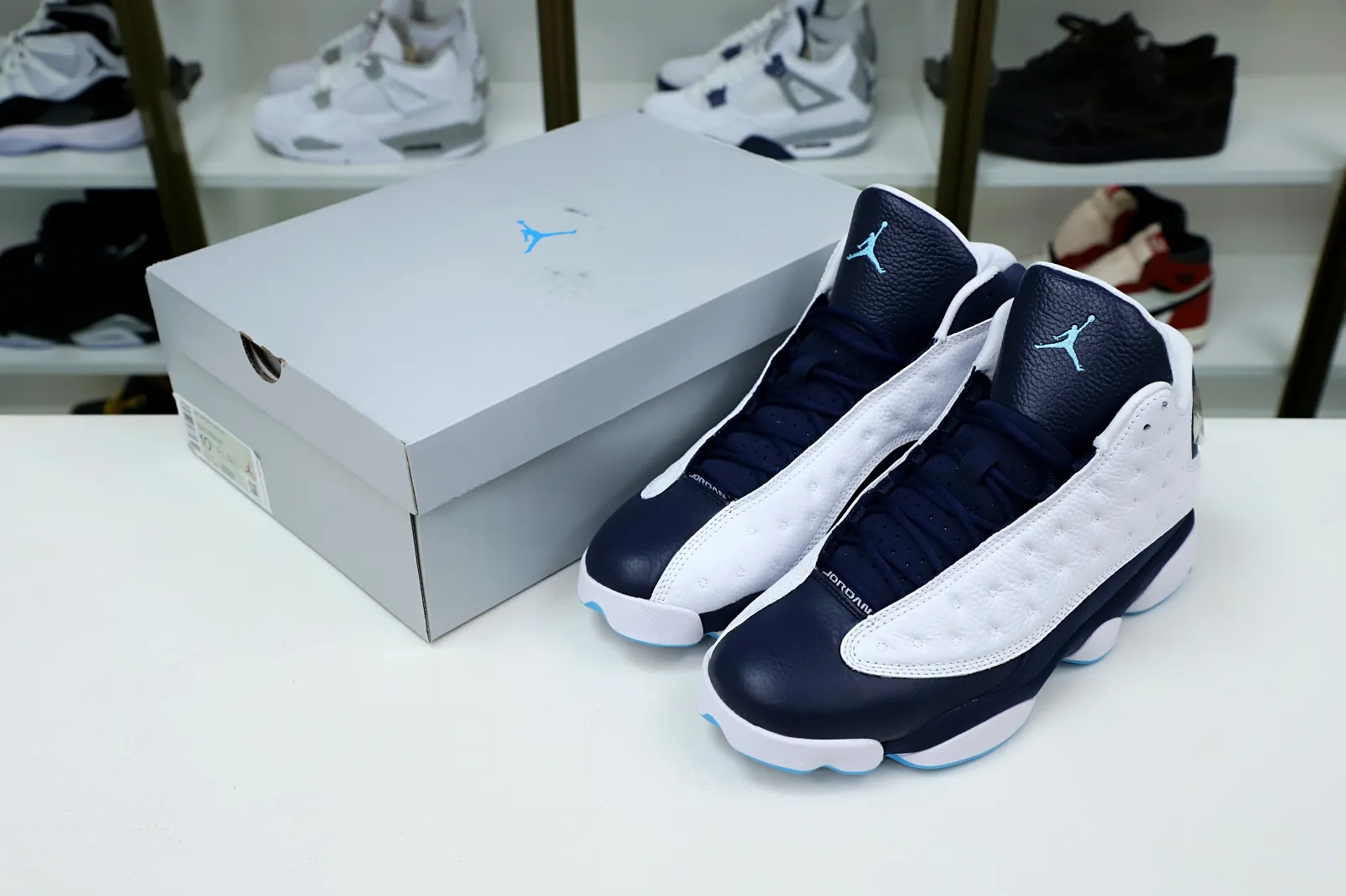 Rep Kimi kick AIR JORDAN 13 RETRO WHITE OBSIDIAN POWDER BLUE 414571-144 0119