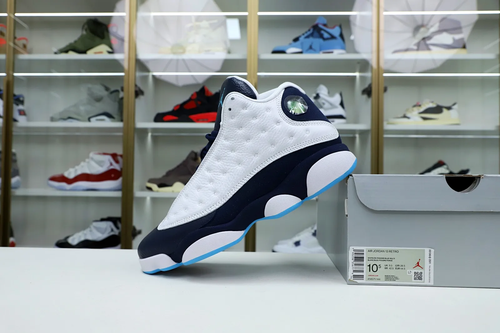 Rep Kimi kick AIR JORDAN 13 RETRO WHITE OBSIDIAN POWDER BLUE 414571-144 0119