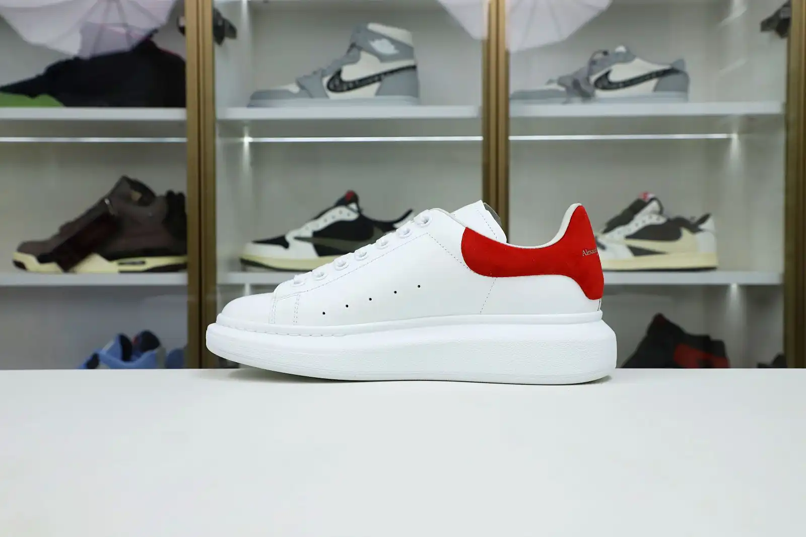 Kimikick ALXNDER MC MCQUEEN WHITE SMOOTH CALF LEATHER RED SUEDE 0205