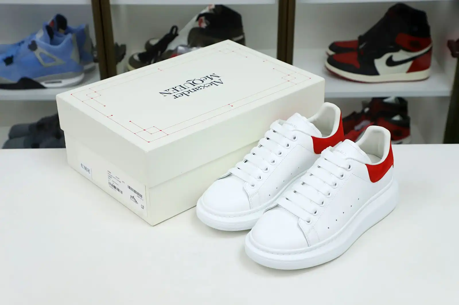 Kimikick ALXNDER MC MCQUEEN WHITE SMOOTH CALF LEATHER RED SUEDE 0205