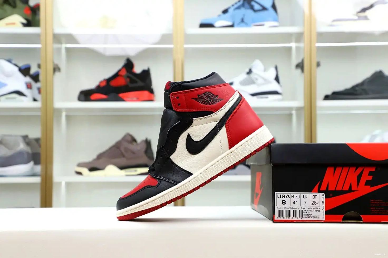 JORDAN HIGH OG 1 AIR RETRO TOE' Kimikick 'BRED 0210