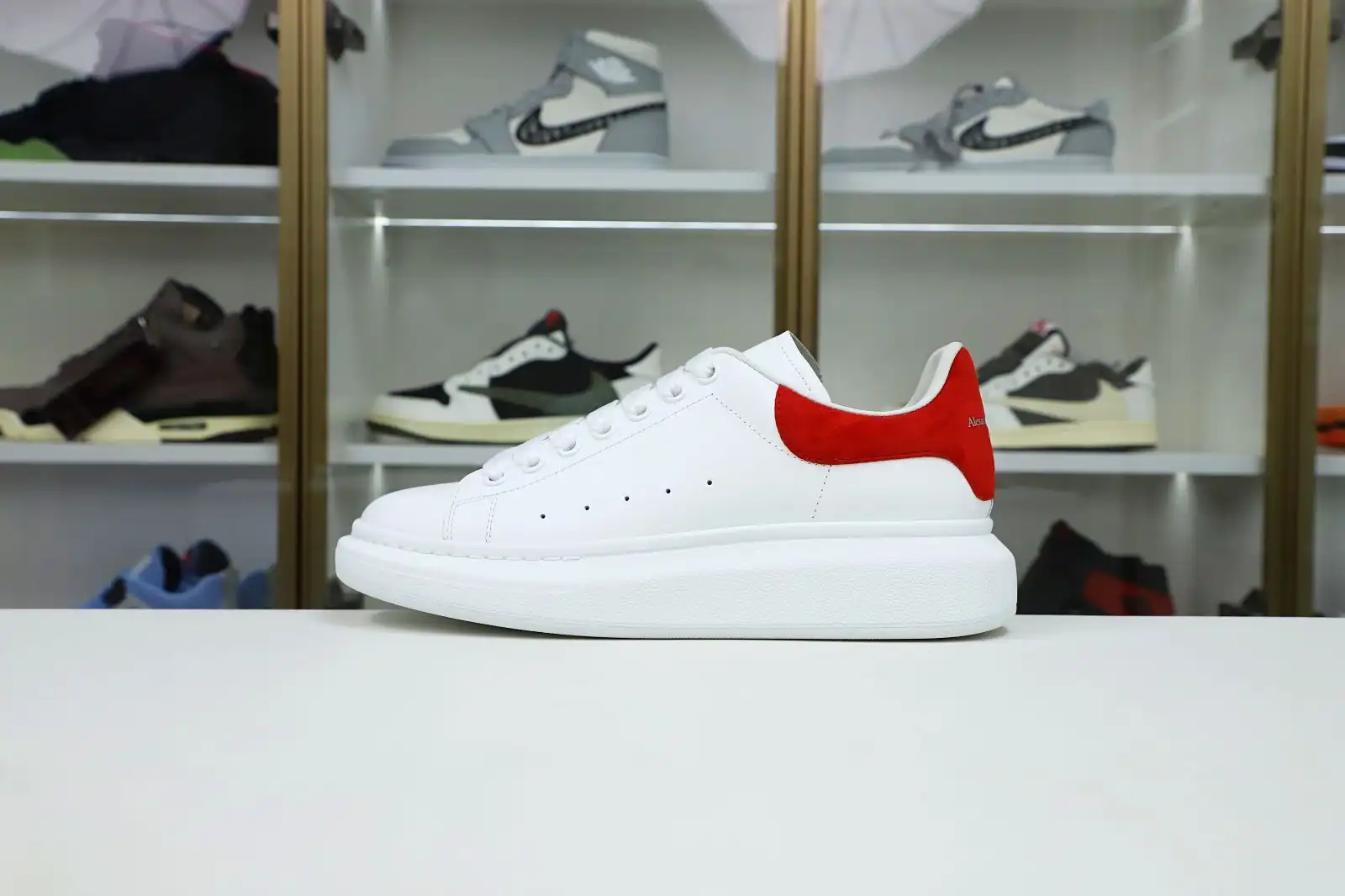 Kimikick ALXNDER MC MCQUEEN WHITE SMOOTH CALF LEATHER RED SUEDE 0205