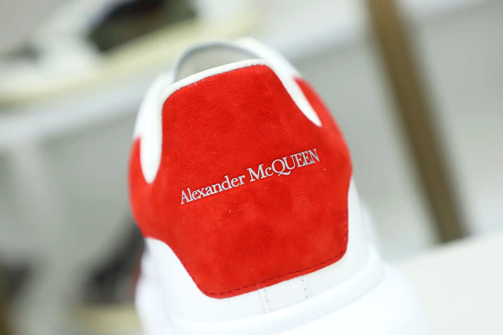 Kimikick ALXNDER MC MCQUEEN WHITE SMOOTH CALF LEATHER RED SUEDE 0205