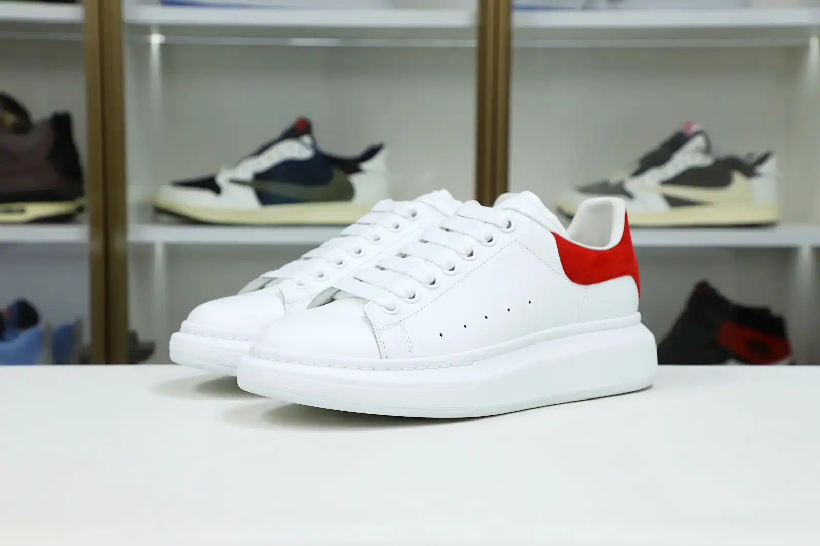 Kimikick ALXNDER MC MCQUEEN WHITE SMOOTH CALF LEATHER RED SUEDE 0205